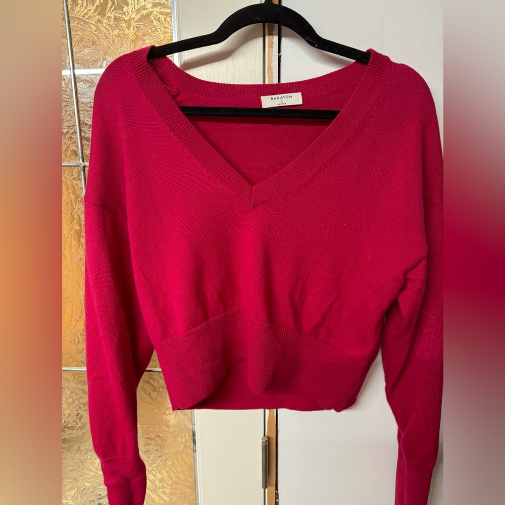 Babaton V-Neck Cropped Sweater